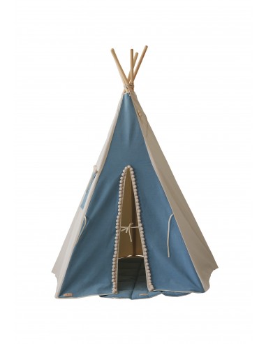 “Jeans” Teepee Tent with Pompoms basket pas cher