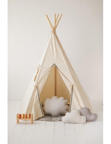 “Grey Pompoms” Teepee Tent with Pompoms les ctes