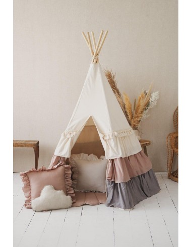 “Powder Frills” Teepee with Frills and "Powder Pink" Shell Mat Set pas cheres